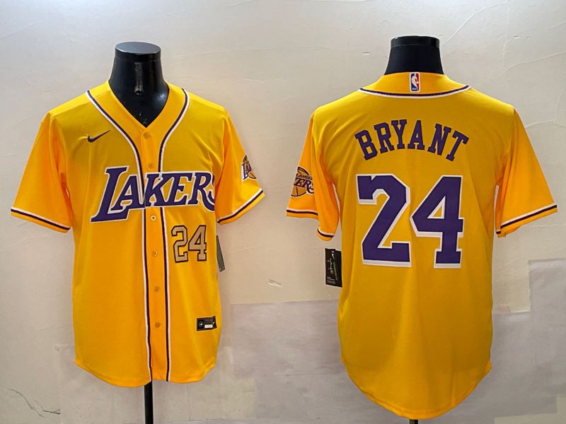 Men Los Angeles Lakers #24 Bryant Yellow Joint Name Nike 2025 NBA Jersey style 7